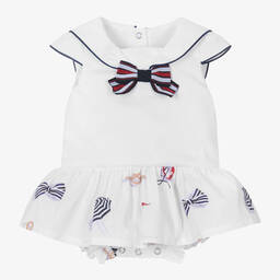 Lapin House-Baby Girls White Cotton Nautical Dress | Childrensalon Outlet