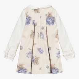 Lapin House-Бежево-голубое платье с цветами | Childrensalon Outlet