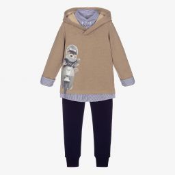 Lapin House-Beige & Navy Blue Tracksuit | Childrensalon Outlet