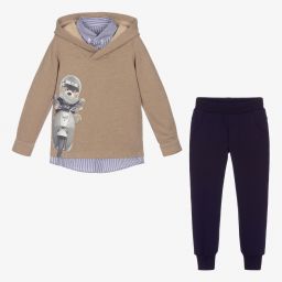 Lapin House-Beige & Navy Blue Tracksuit | Childrensalon Outlet