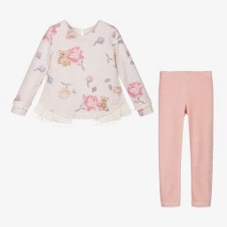 Lapin House-Beige & Pink Leggings Set | Childrensalon Outlet