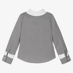 لابين هاوس-بلوز قطن بوبلين لون أسود وأبيض للبنات | Childrensalon Outlet