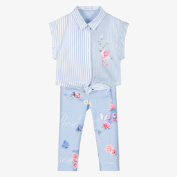 Lapin House-Blue Blouse & Leggings Set | Childrensalon Outlet