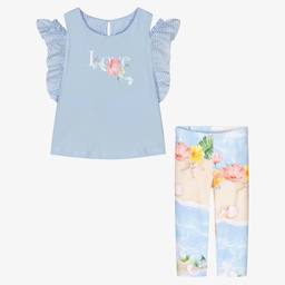 Lapin House-Blue Cotton Leggings Set | Childrensalon Outlet