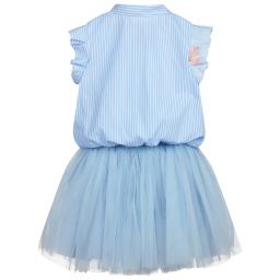 لابين هاوس-فستان و بلوز قطن جيرسي و تول لون أزرق | Childrensalon Outlet