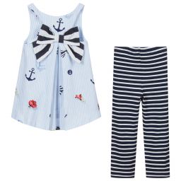 Lapin House-Голубое платье с синими легинсами | Childrensalon Outlet