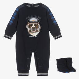 Lapin House-Blue Hockey Dog Romper Set | Childrensalon Outlet