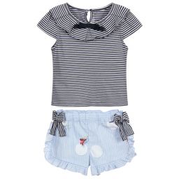 Lapin House-Blue Striped Shorts Set | Childrensalon Outlet