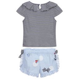 Lapin House-Blue Striped Shorts Set | Childrensalon Outlet