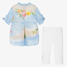 Lapin House-Blue Top & White Leggings Set | Childrensalon Outlet