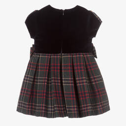 لابين هاوس-فستان قطن مخمل وتارتان لون كحلي وأخضر | Childrensalon Outlet