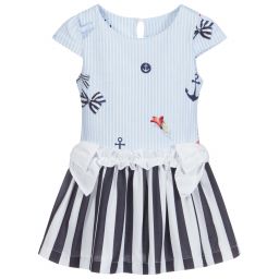 Lapin House-Blue & White Cotton Dress | Childrensalon Outlet