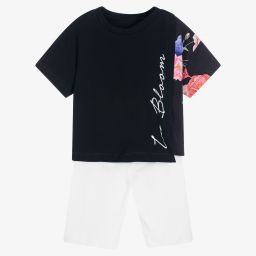 Lapin House-Синяя футболка и белые шорты из хлопка | Childrensalon Outlet