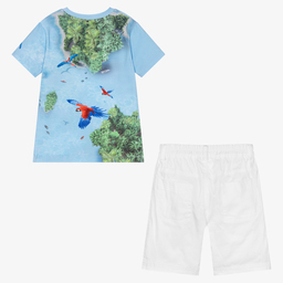 Lapin House-Blue & White Cotton Shorts Set | Childrensalon Outlet