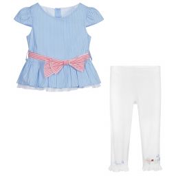 Lapin House-Голубое топ с белыми легинсами | Childrensalon Outlet