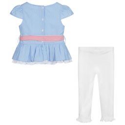 Lapin House-Голубое топ с белыми легинсами | Childrensalon Outlet