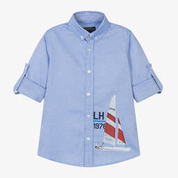 Lapin House-Boys Blue Cotton Boat Shirt | Childrensalon Outlet