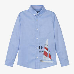 Lapin House-Boys Blue Cotton Boat Shirt | Childrensalon Outlet