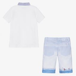 Lapin House-Белый топ и голубые шорты из хлопка для мальчиков | Childrensalon Outlet