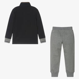 Lapin House-Boys Blue & Grey Cotton Joggers Set | Childrensalon Outlet
