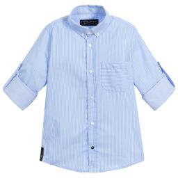 Lapin House-Boys Blue Striped Cotton Shirt | Childrensalon Outlet