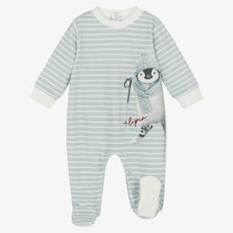 Lapin House-طقم أفرول بيبي غرو وقبعة قطن قطيفة لون أزرق | Childrensalon Outlet