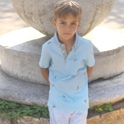 Lapin House-Boys Blue & White Cotton Shorts Set | Childrensalon Outlet