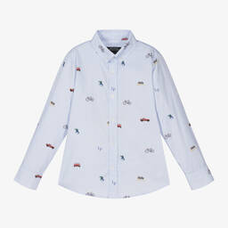 Lapin House-Boys Blue & White Stripe Cotton Shirt | Childrensalon Outlet