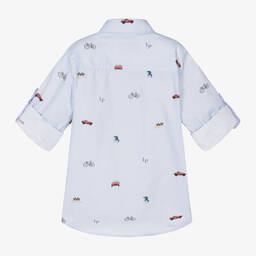 Lapin House-Boys Blue & White Stripe Cotton Shirt | Childrensalon Outlet