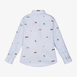 Lapin House-Boys Blue & White Stripe Cotton Shirt | Childrensalon Outlet