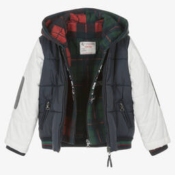 Lapin House-Boys Blue & White Varsity Puffer Jacket | Childrensalon Outlet