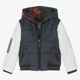 Lapin House-Boys Blue & White Varsity Puffer Jacket | Childrensalon Outlet