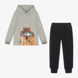 Lapin House-بدلة رياضية قطن لون رمادي وكحلي للأولاد | Childrensalon Outlet