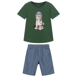 Lapin House-Boys Green & Blue Shorts Set | Childrensalon Outlet