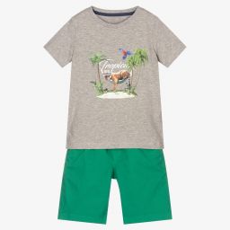Lapin House-طقم شورت قطن لون أخضر ورمادي للأولاد | Childrensalon Outlet