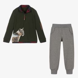 Lapin House-Boys Green & Grey Tracksuit | Childrensalon Outlet