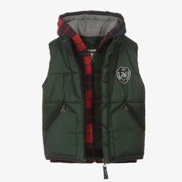 Lapin House-Boys Green Layered Hooded Gilet | Childrensalon Outlet