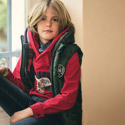 Lapin House-Boys Green Layered Hooded Gilet | Childrensalon Outlet