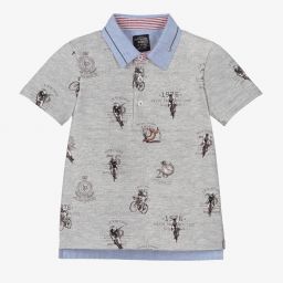 لابين هاوس-Boys Grey Cotton Polo Shirt | Childrensalon Outlet