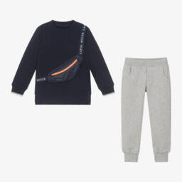 Lapin House-بدلة رياضية قطن لون رمادي وكحلي للأولاد | Childrensalon Outlet