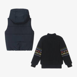 Lapin House-Boys Navy Hooded Gilet and Jumper | Childrensalon Outlet