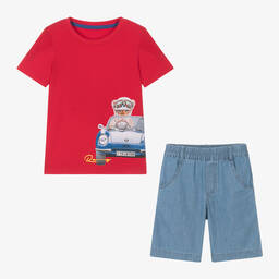 Lapin House-Boys Red & Blue Cotton Shorts Set | Childrensalon Outlet
