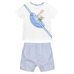 Lapin House-Boys White & Blue Shorts Set | Childrensalon Outlet