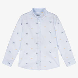 Lapin House-Boys White & Blue Stripe Shirt | Childrensalon Outlet