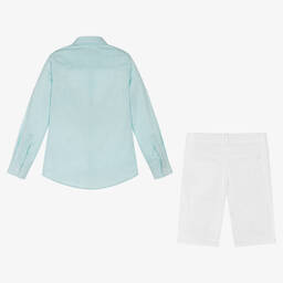 Lapin House-Зеленая рубашка и белые шорты из хлопка | Childrensalon Outlet