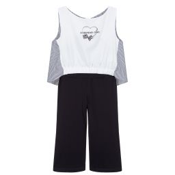 لابين هاوس-طقم بنطلون كولوت وتوب قطن وفيسكوز جيرسي لون أبيض وكحلي | Childrensalon Outlet