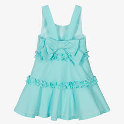 Lapin House-Girls Aqua Blue Cotton Ruffle Dress | Childrensalon Outlet