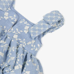 Lapin House-Платье с цветочной вышивкой для девочек в лазурном цвете | Childrensalon Outlet