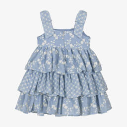 Lapin House-Платье с цветочной вышивкой для девочек в лазурном цвете | Childrensalon Outlet