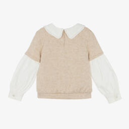 Lapin House-Girls Beige Layered Knit Top | Childrensalon Outlet